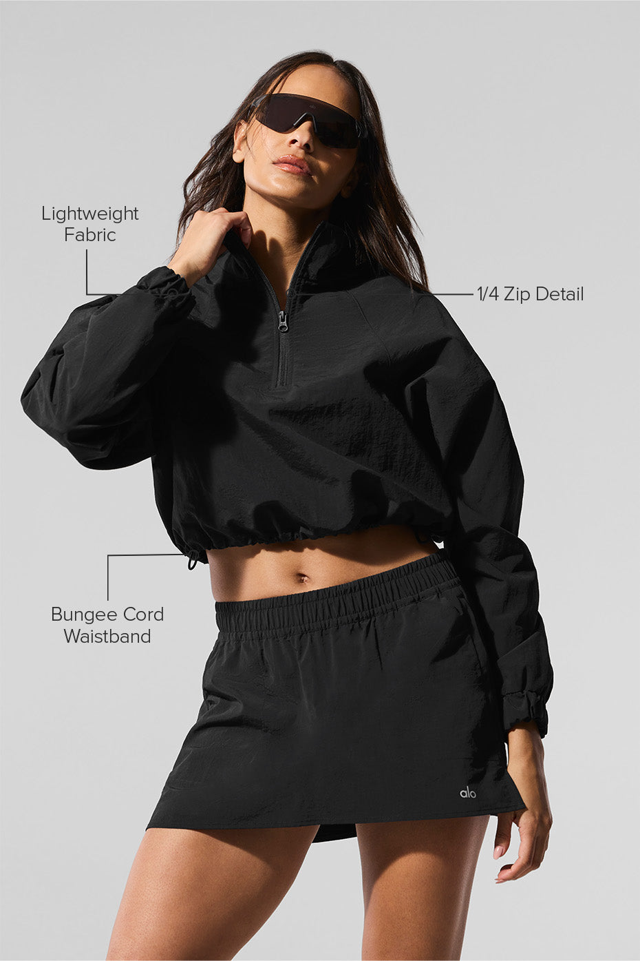 Close-up of cropped 1 4 zip alumni pullover fabric texture