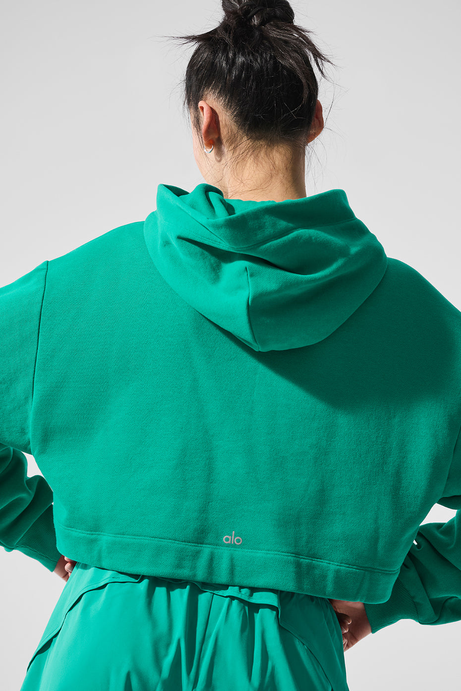 Front view of the Spruce Green comfort hoodie, showcasing its relaxed fit.