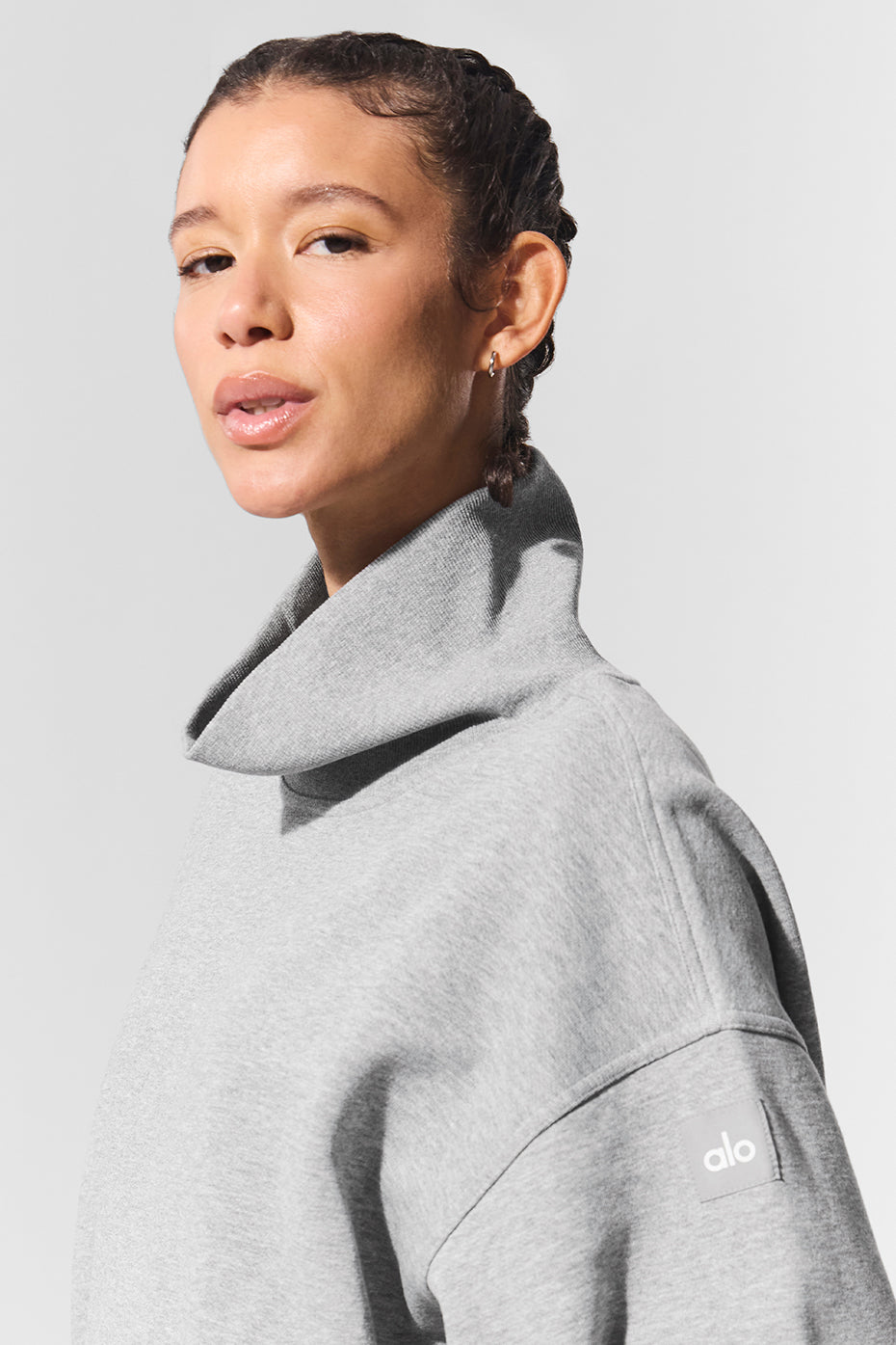 Back view highlighting oversized fit and soft fabric texture