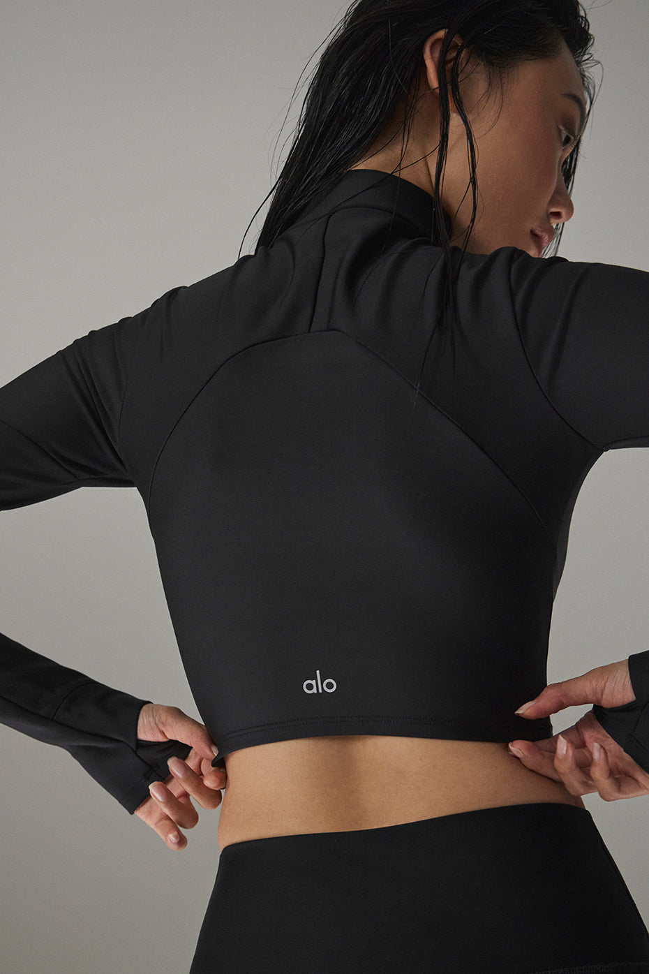 Model wearing the Airlift Winter Warm Ski Time Long Sleeve during a ski trip