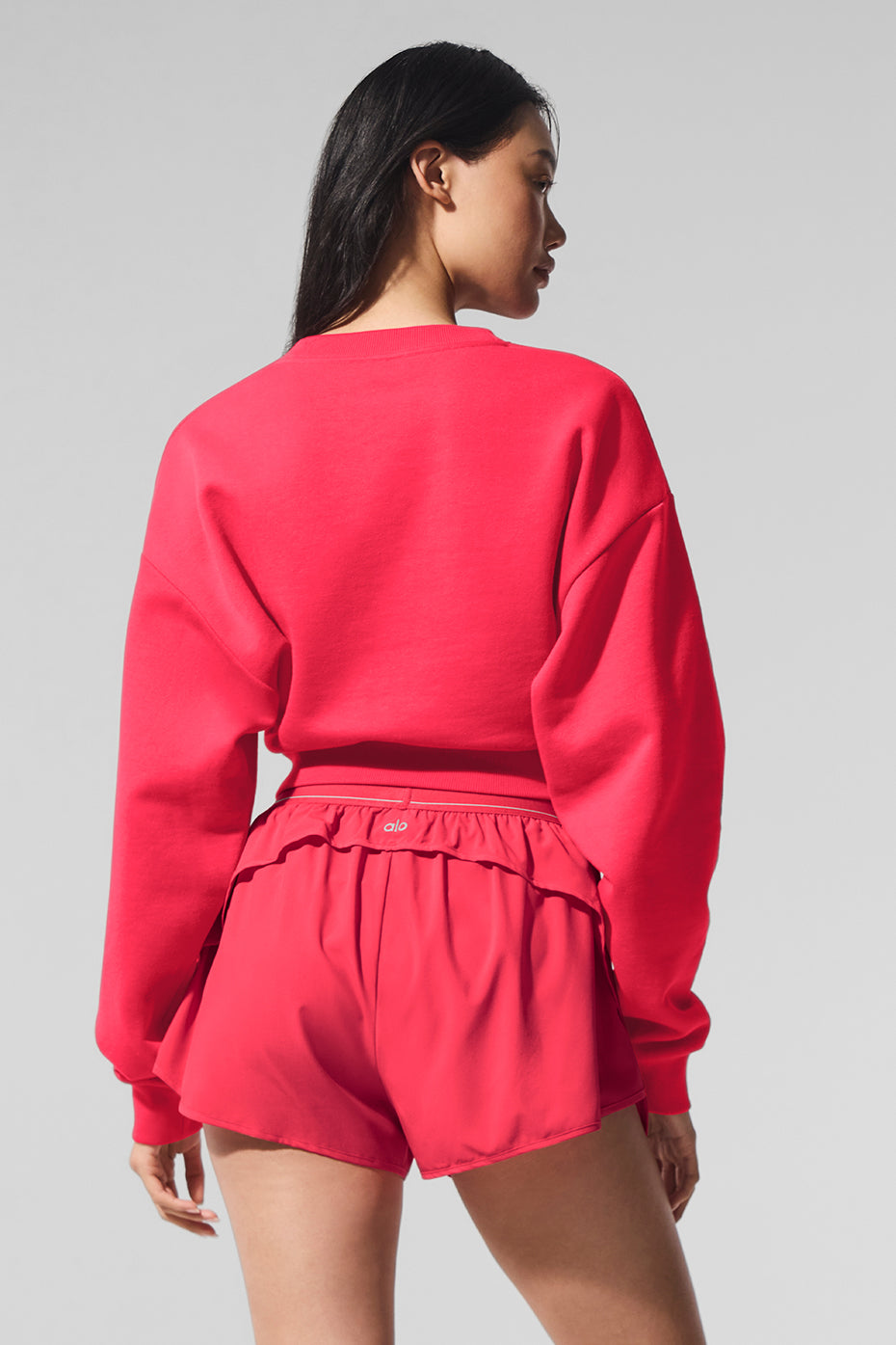 Close-up of the fabric texture of the Cropped Accolade Crewneck Sweatshirt.