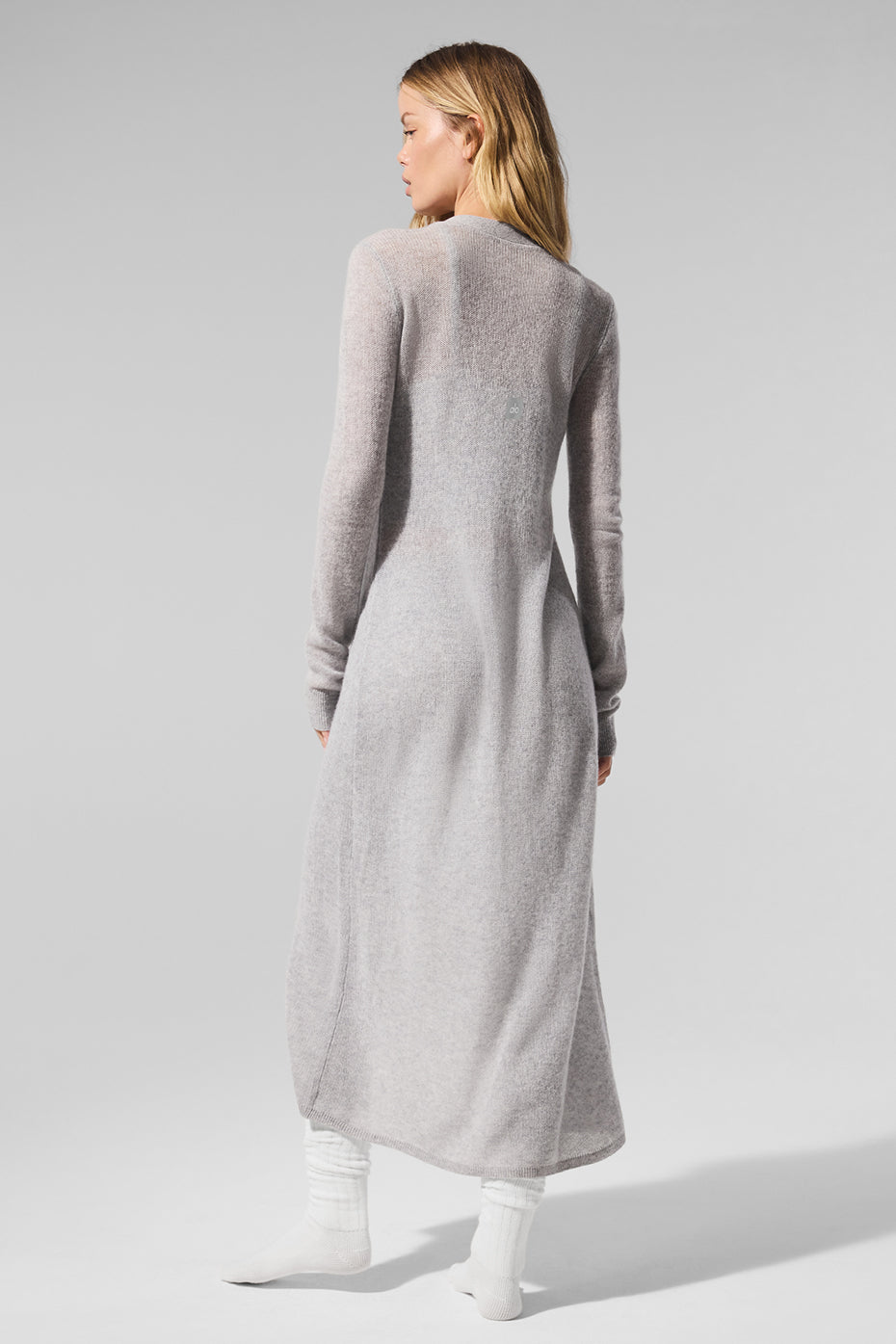 Close-up of the soft texture of the cashmere cardigan