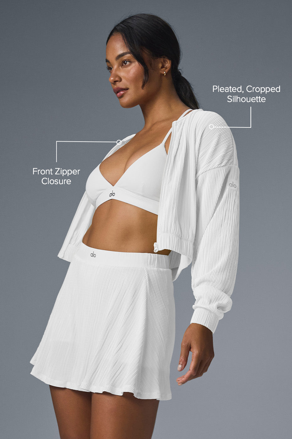 Close-up of the jackets pleated fabric and elastic cuffs