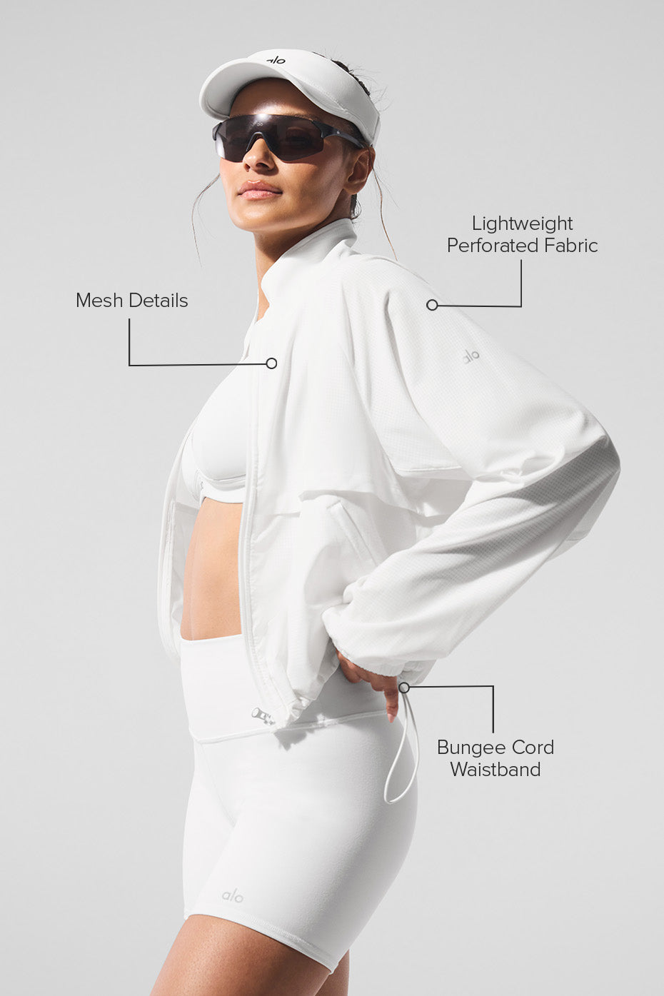 Side angle showing perforated texture and lightweight activewear appeal