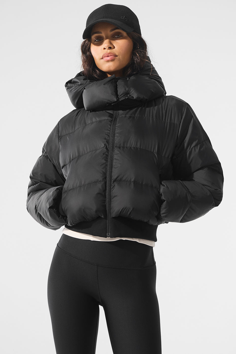 Close-up of Foxy puffer jacket’s quilted texture