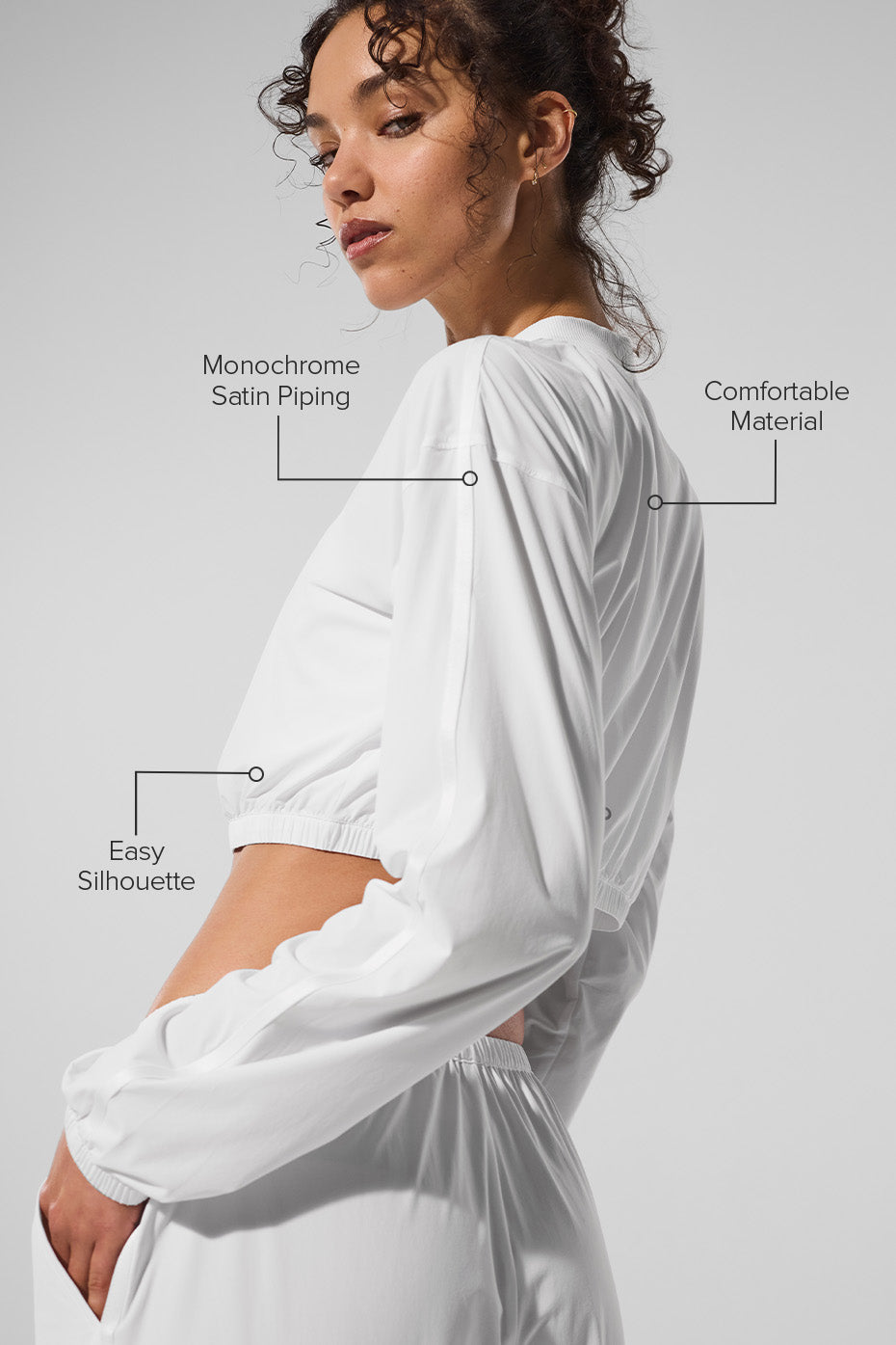 Model wearing a lightweight womens jacket, ideal for spring outings.