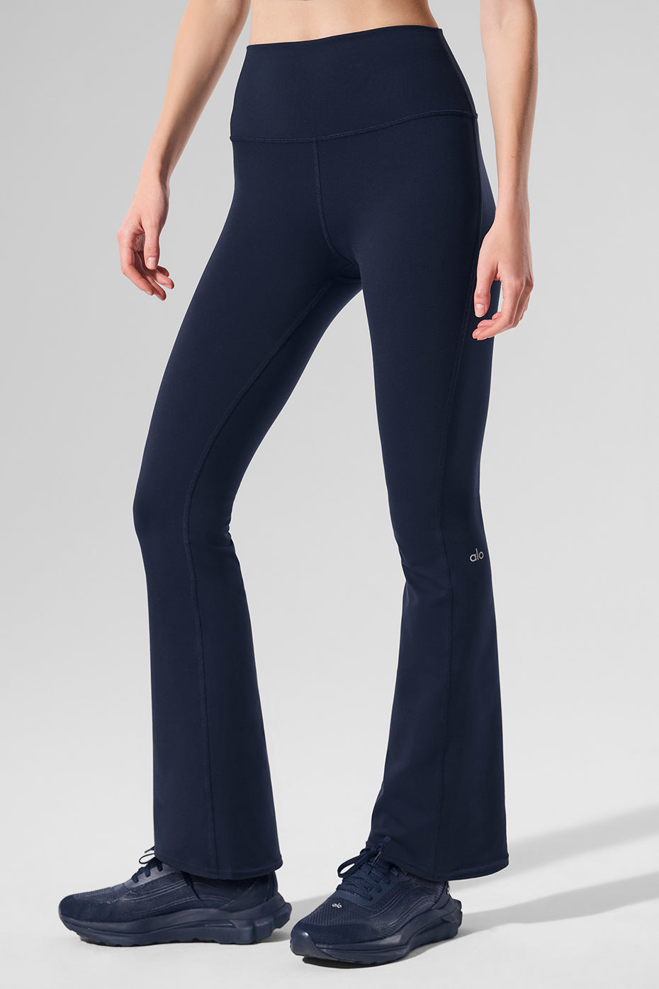 Side view showcasing the flared leg of the Airbrush leggings.