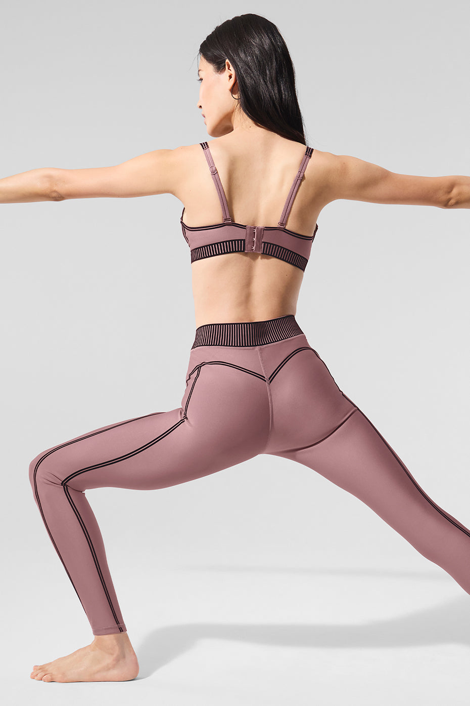 Front view of high-waist leggings with flocking detail for women activewear