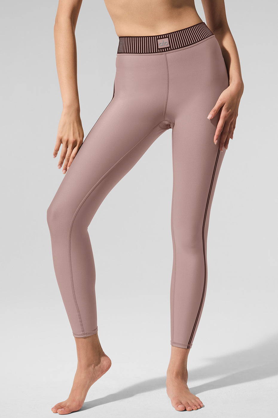 Side view of leggings showing flattering fit during yoga pose