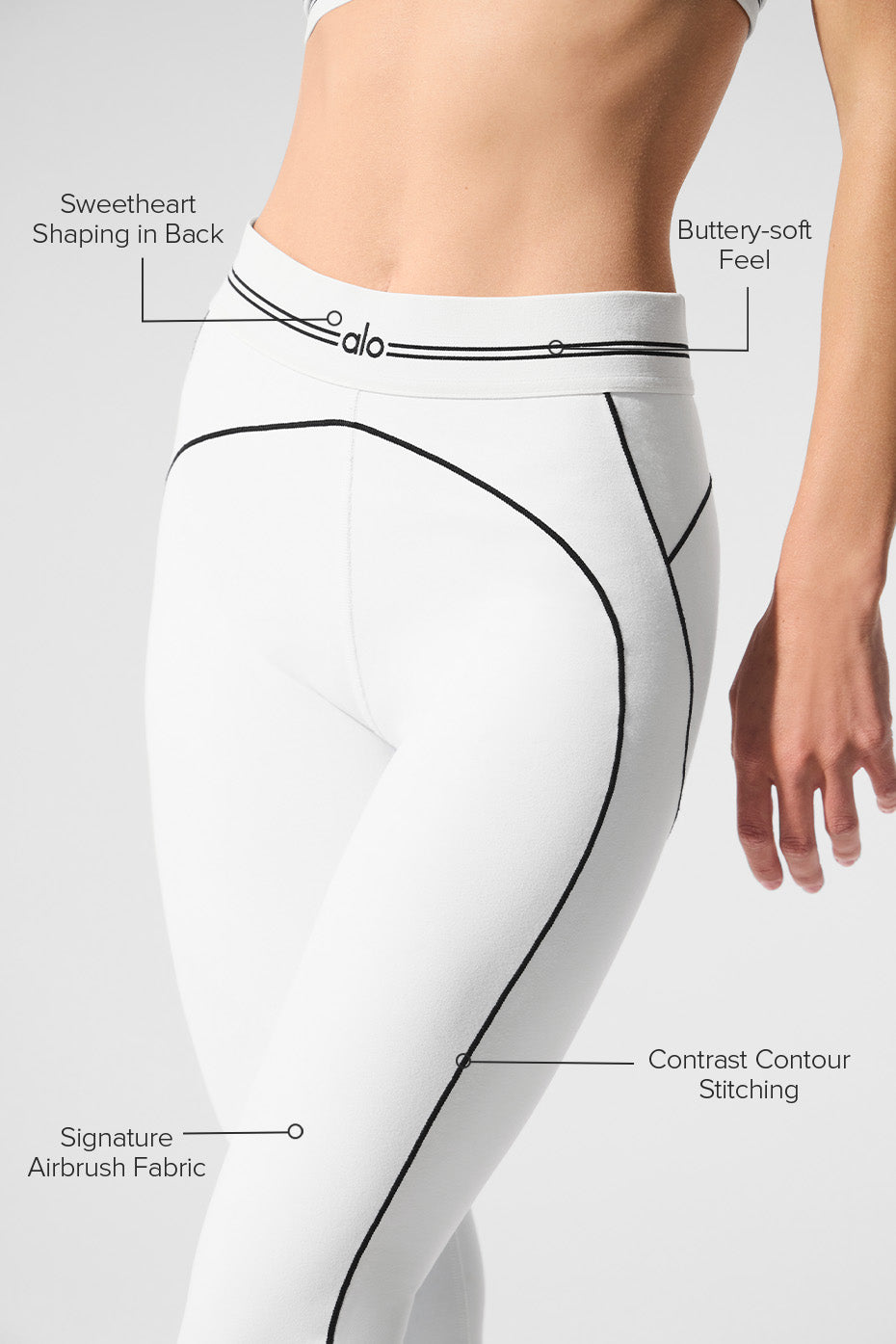 Back view showcasing the sweetheart shaping of the leggings.