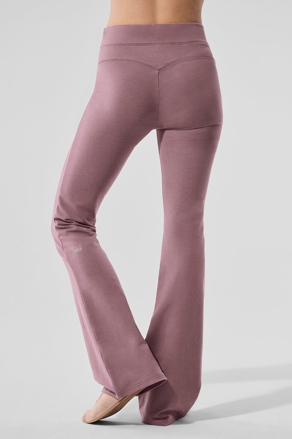 Front view of Sway bootcut sweatpants in smoky quartz.