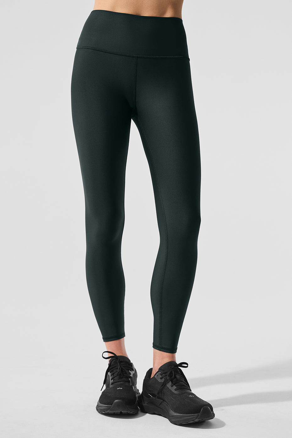 High-waist leggings in charcoal green with sculpting fabric detail