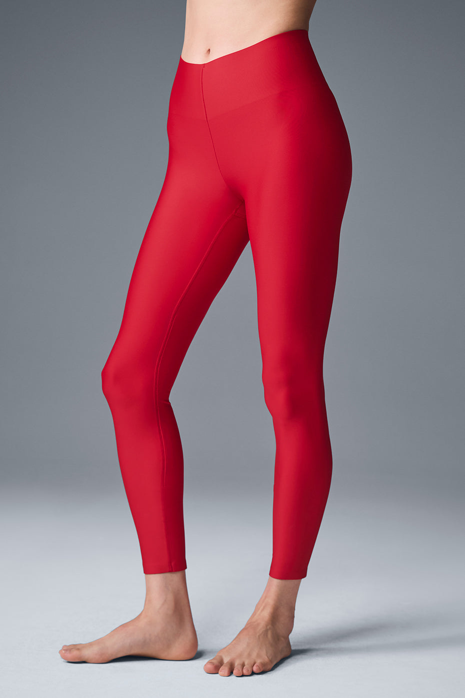 Back view of womens workout capri pants in Bold Red