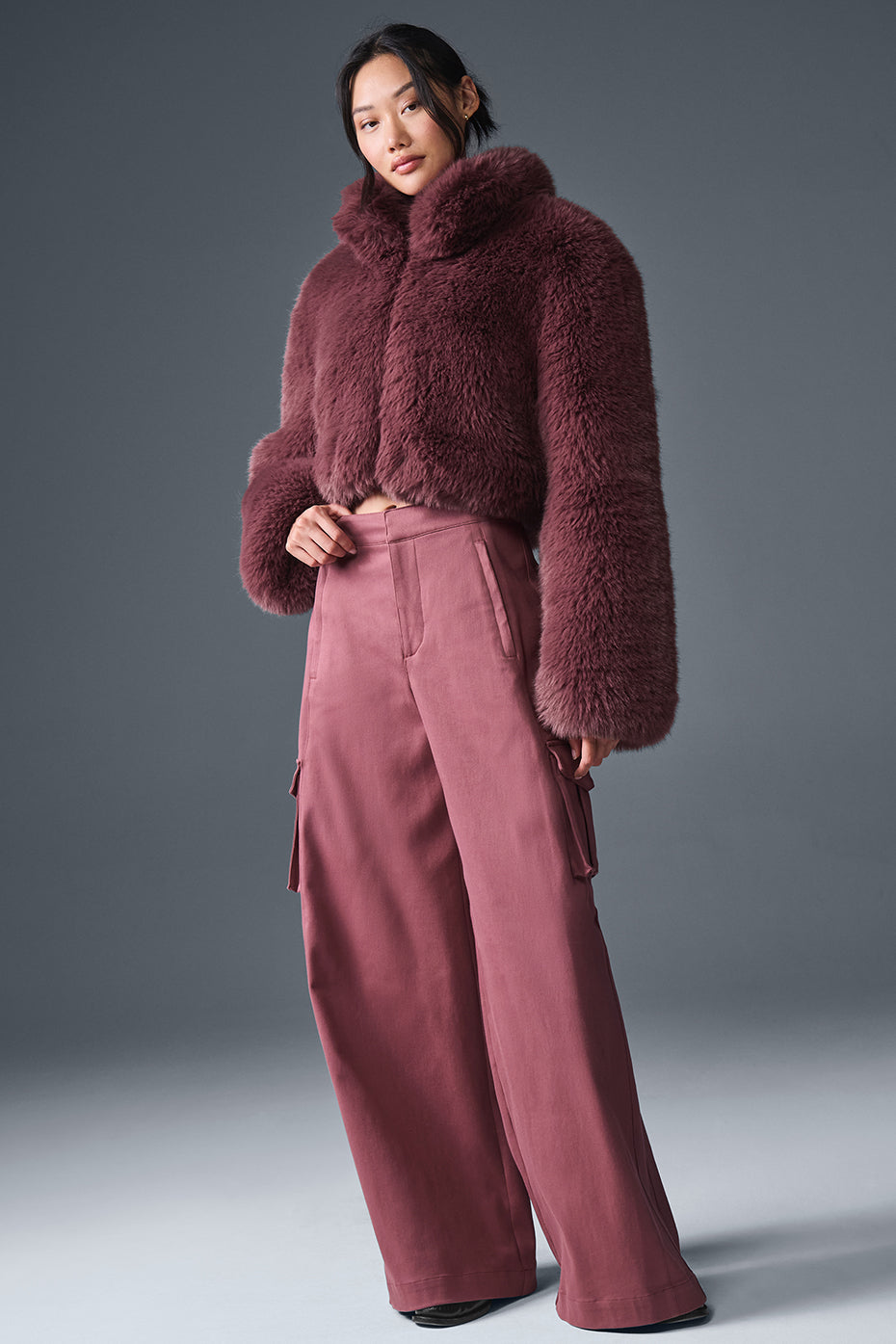 Side profile showcasing wide leg trousers men alternative styling with bold silhouette