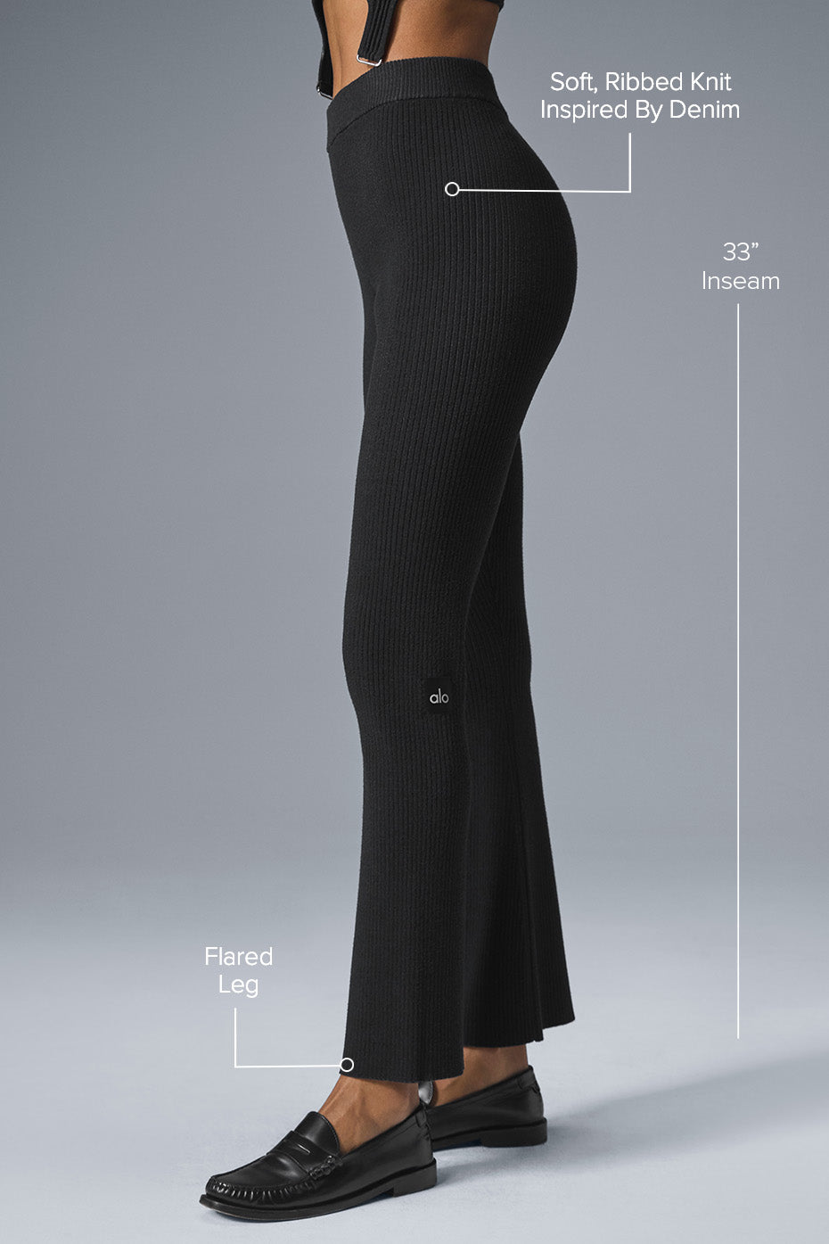 Side view of high-waisted pants, ideal for yoga and casual outings.