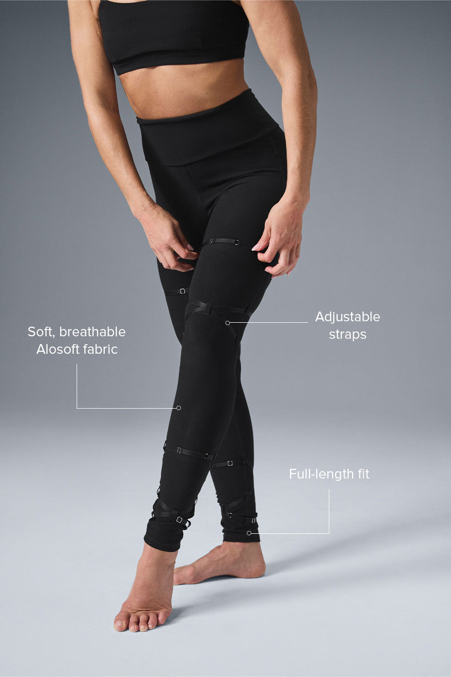 Close-up of the adjustable strap detail on the leggings