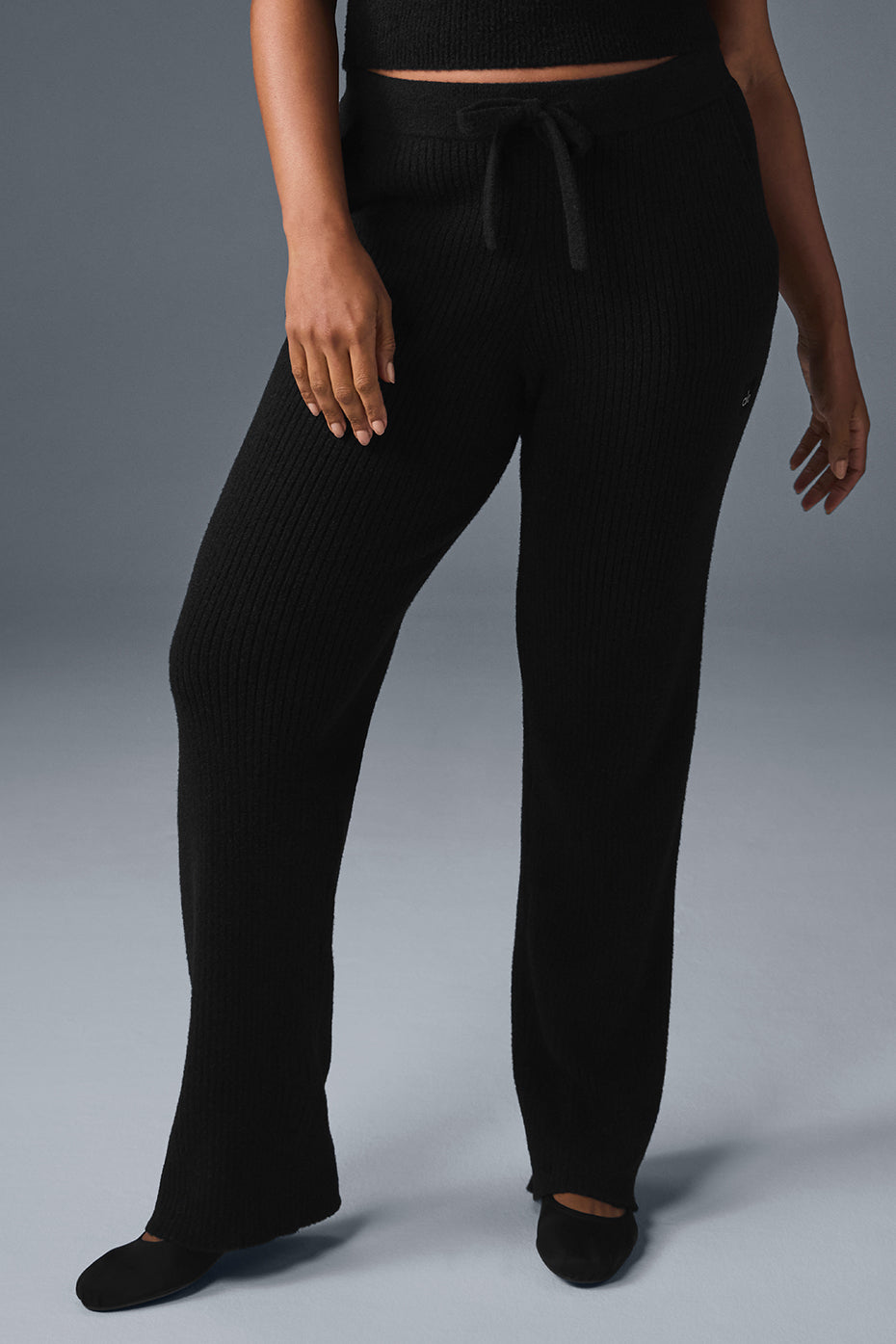 Close-up of the high waist detail on these comfy lounge pants