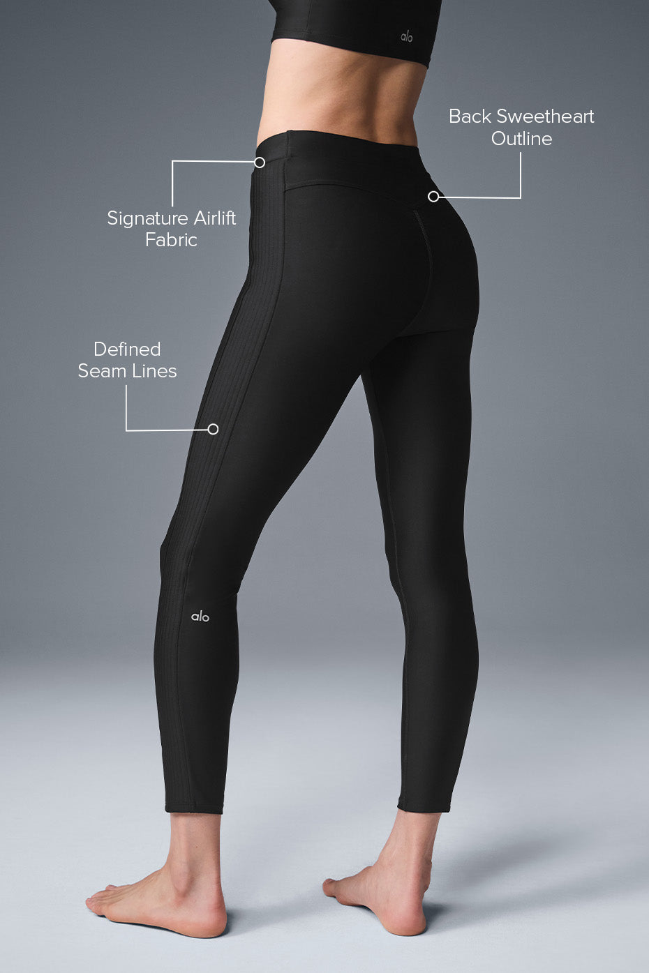 Model wearing Airlift high waist 7/8 leggings during a yoga session