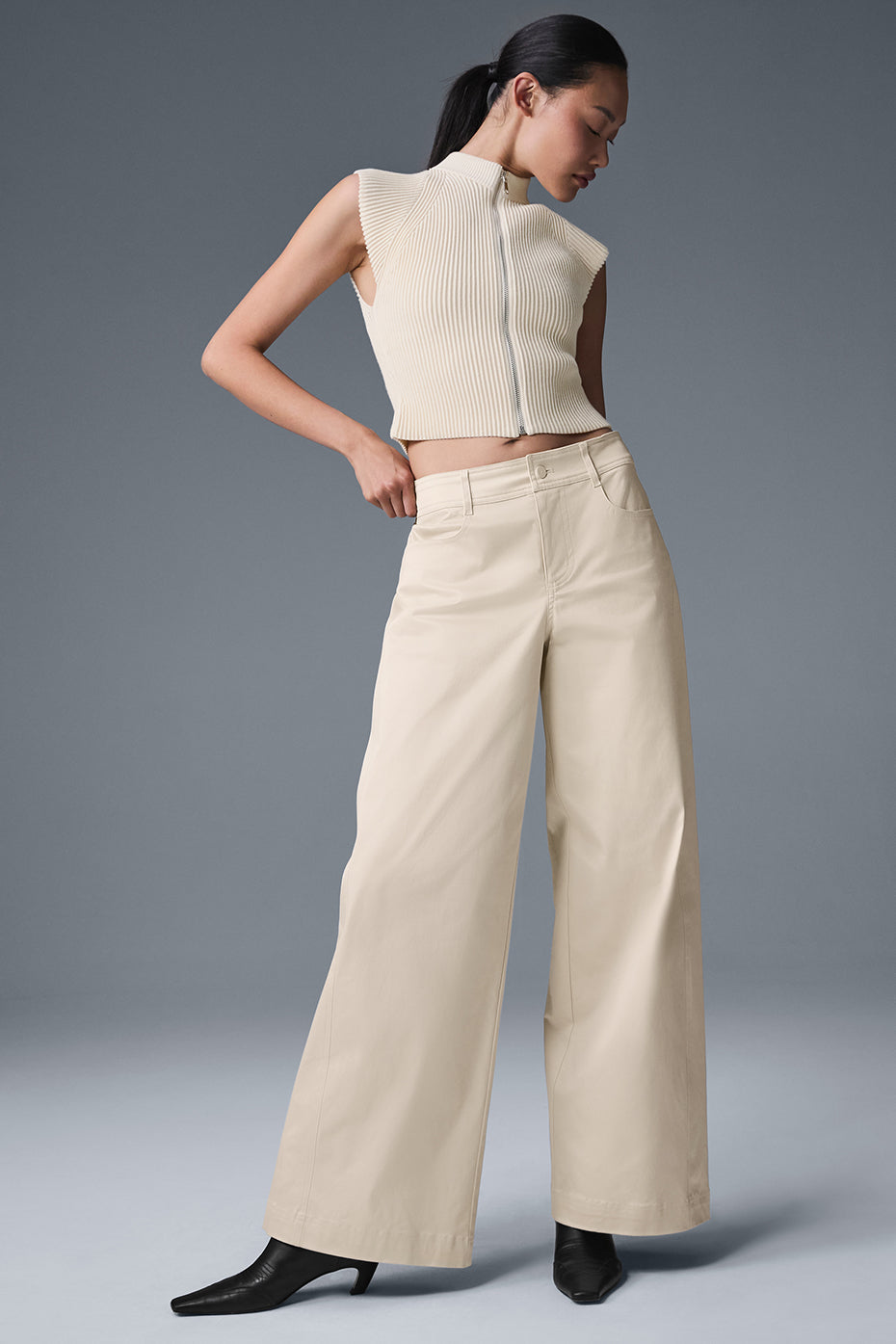 Linen wide-leg trousers in natural light, showcasing the drape
