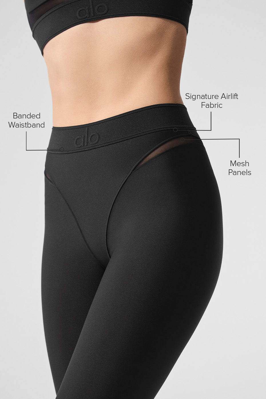 Side view showcasing the stylish mesh panels on the Airlift leggings.