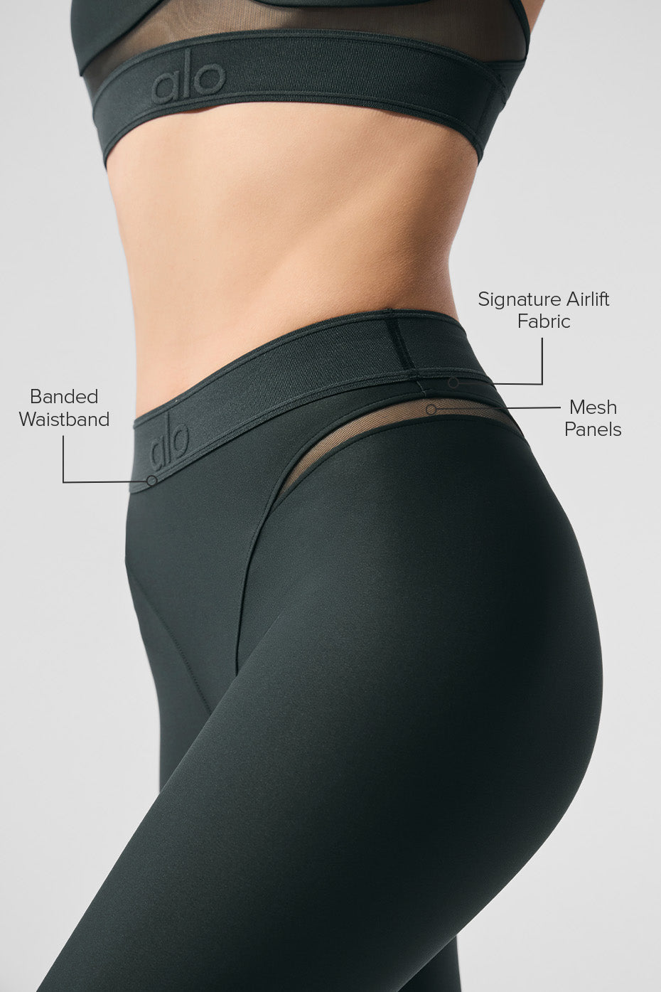 Side view showcasing the stylish mesh panels on the Airlift leggings.