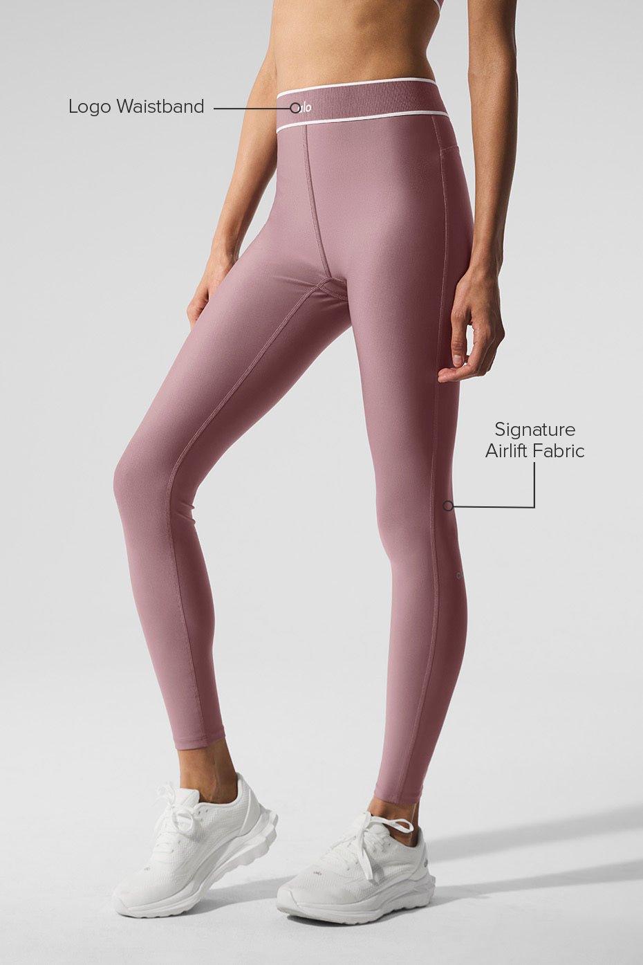 Model wearing compression leggings for legs during yoga session