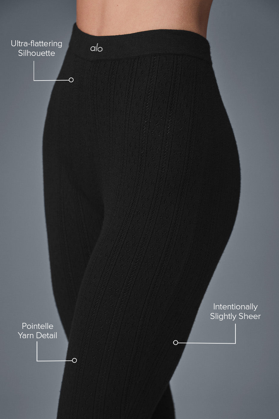 Side view showcasing the sheer detailing of high waist leggings.