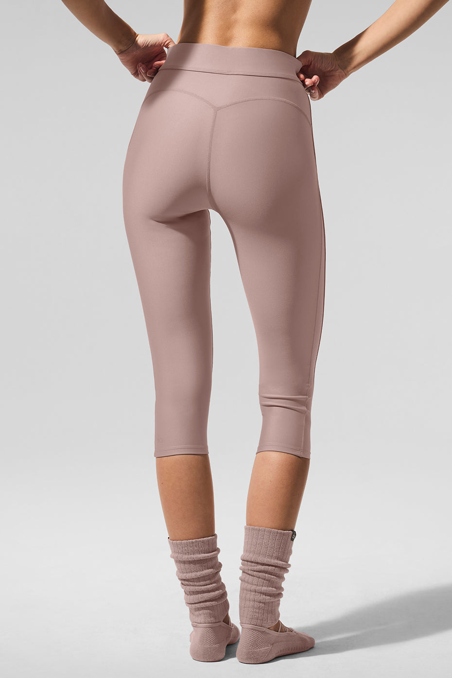 Back view highlighting the sweetheart outline design of the capris.
