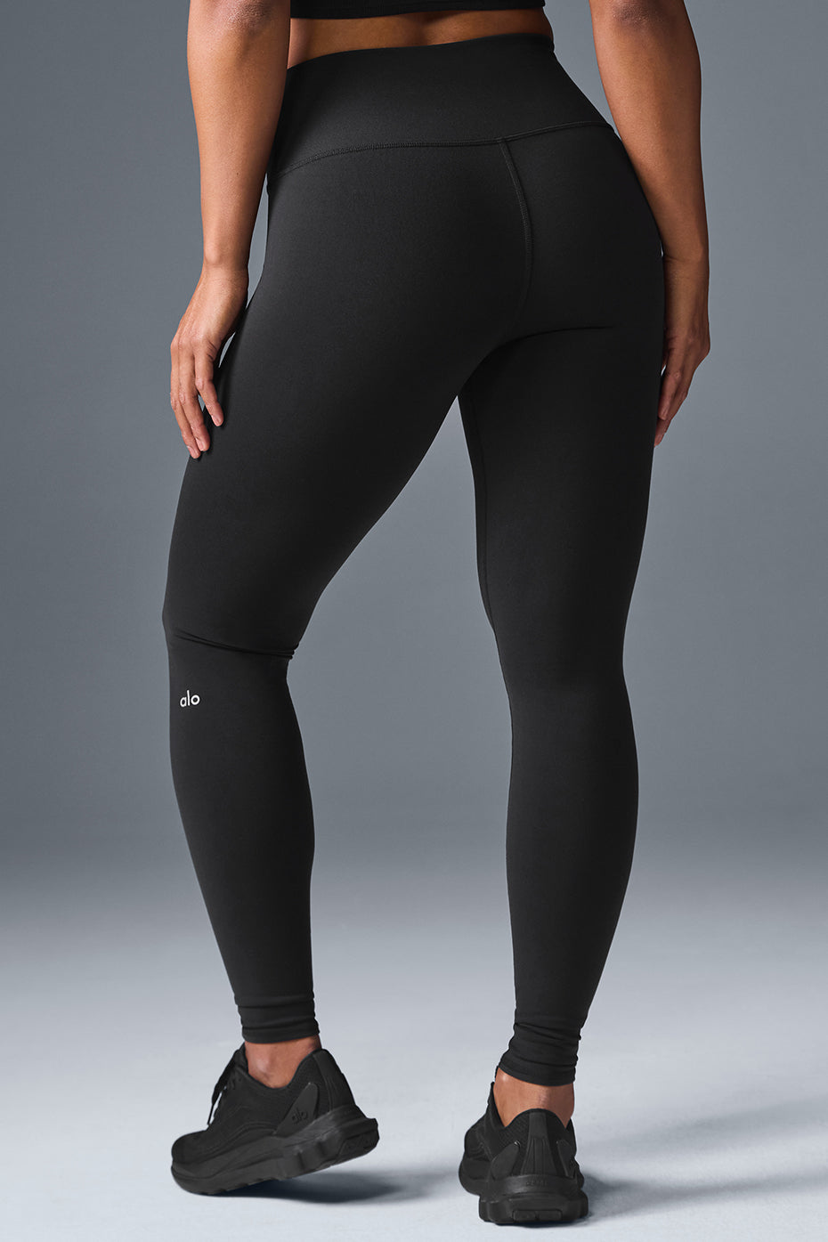 Close-up detail of the Airbrush leggings fabric texture, resembling Sally Hansen spray airbrush legs effect