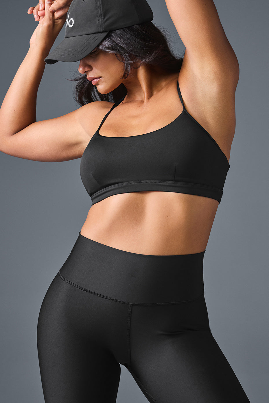 Close-up of the double-layered waistband on these flare leggings