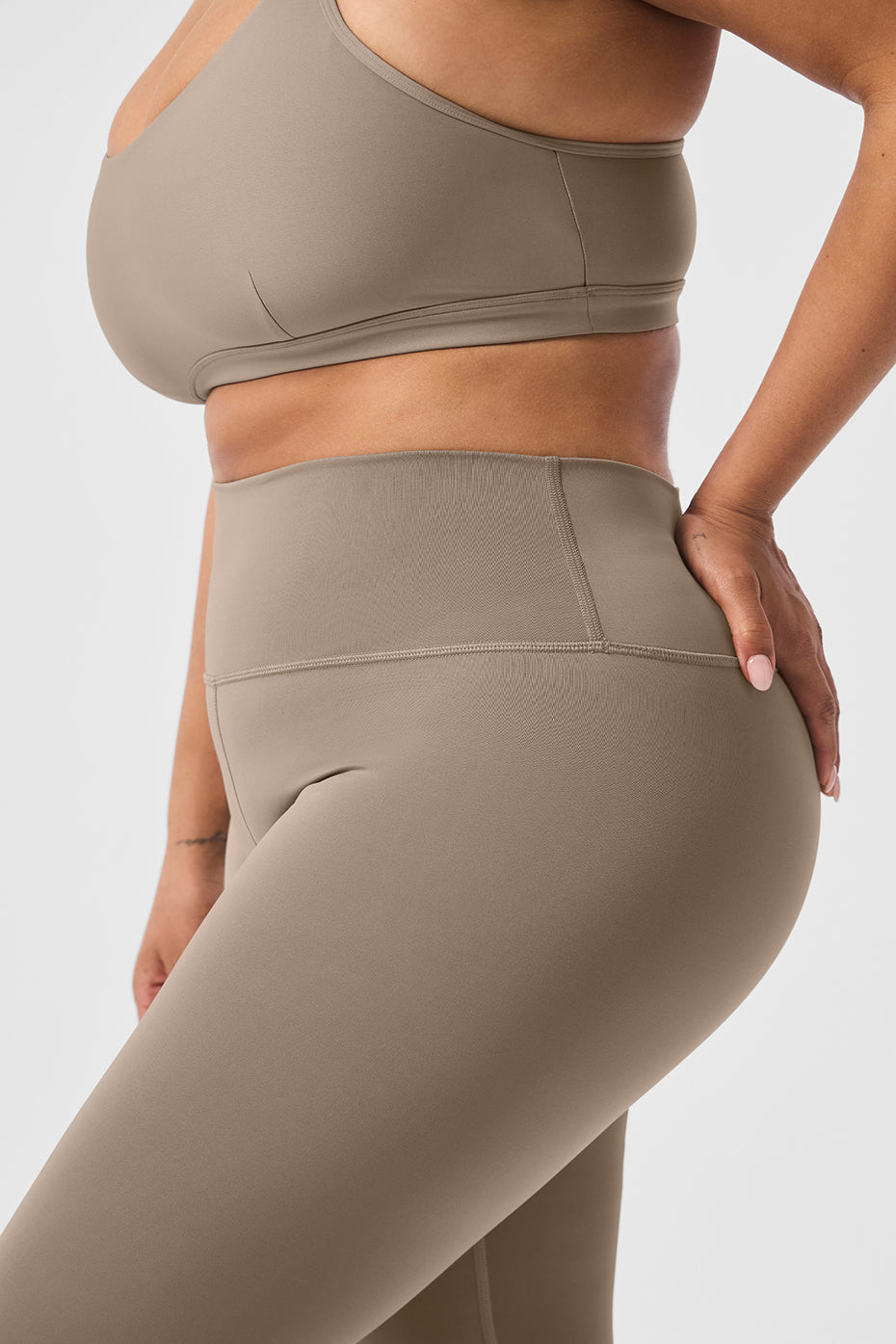 Back view showing seamless construction of compression leg sleeves