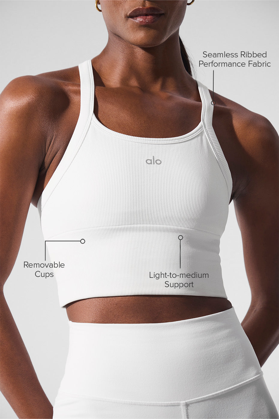 Side view of the womens ribbed tank top showcasing adjustable straps.