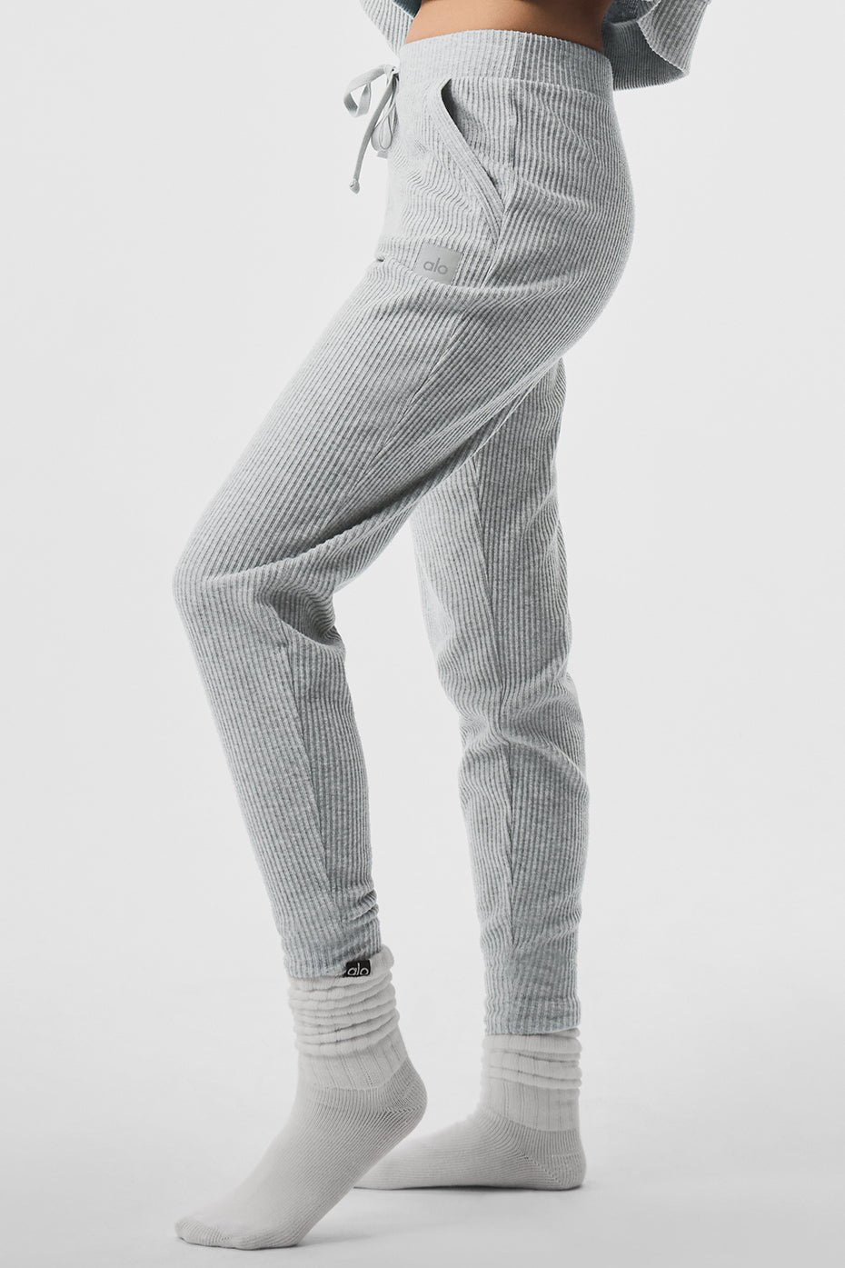 Front view of Muse High-Rise Joggers in Athletic Heather Grey