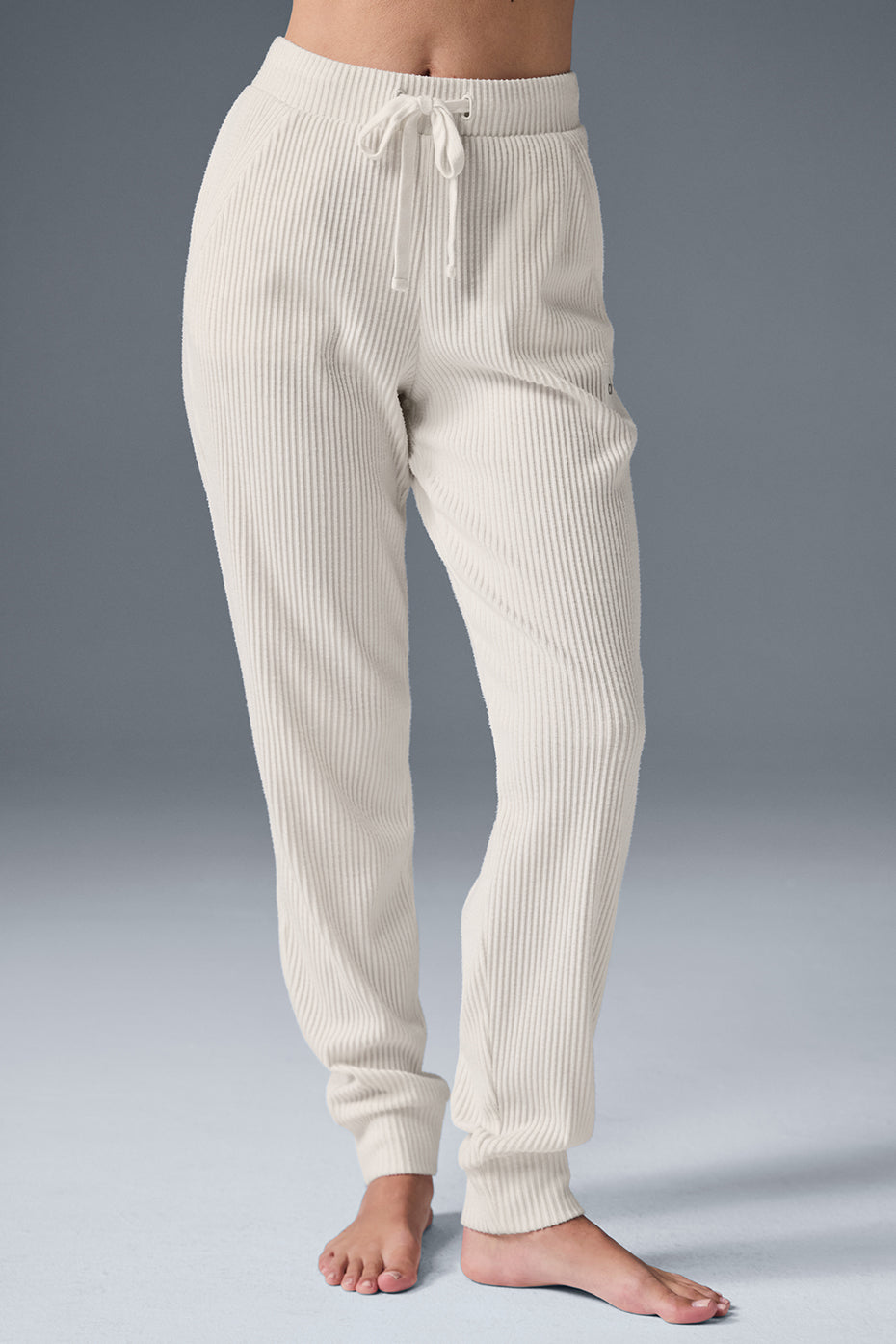 Front view of Muse wide leg sweatpants in ivory, showcasing the soft fabric.