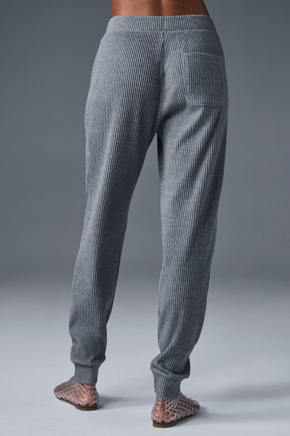 Model wearing plush joggers perfect for lounging or casual outings