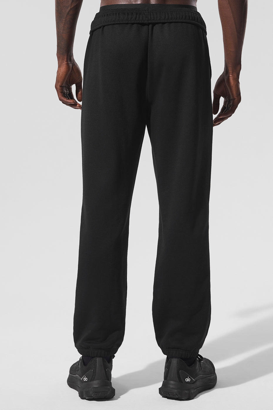 Side view of Accolade sweatpants, highlighting elastic waistband.