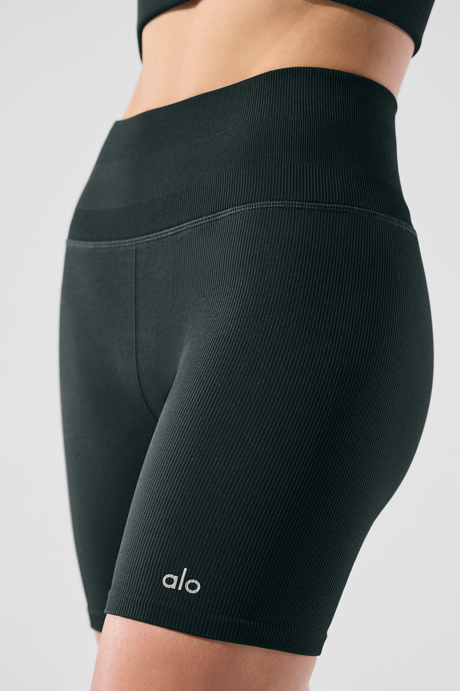 Back view of seamless biker shorts, highlighting the comfortable fit and style.