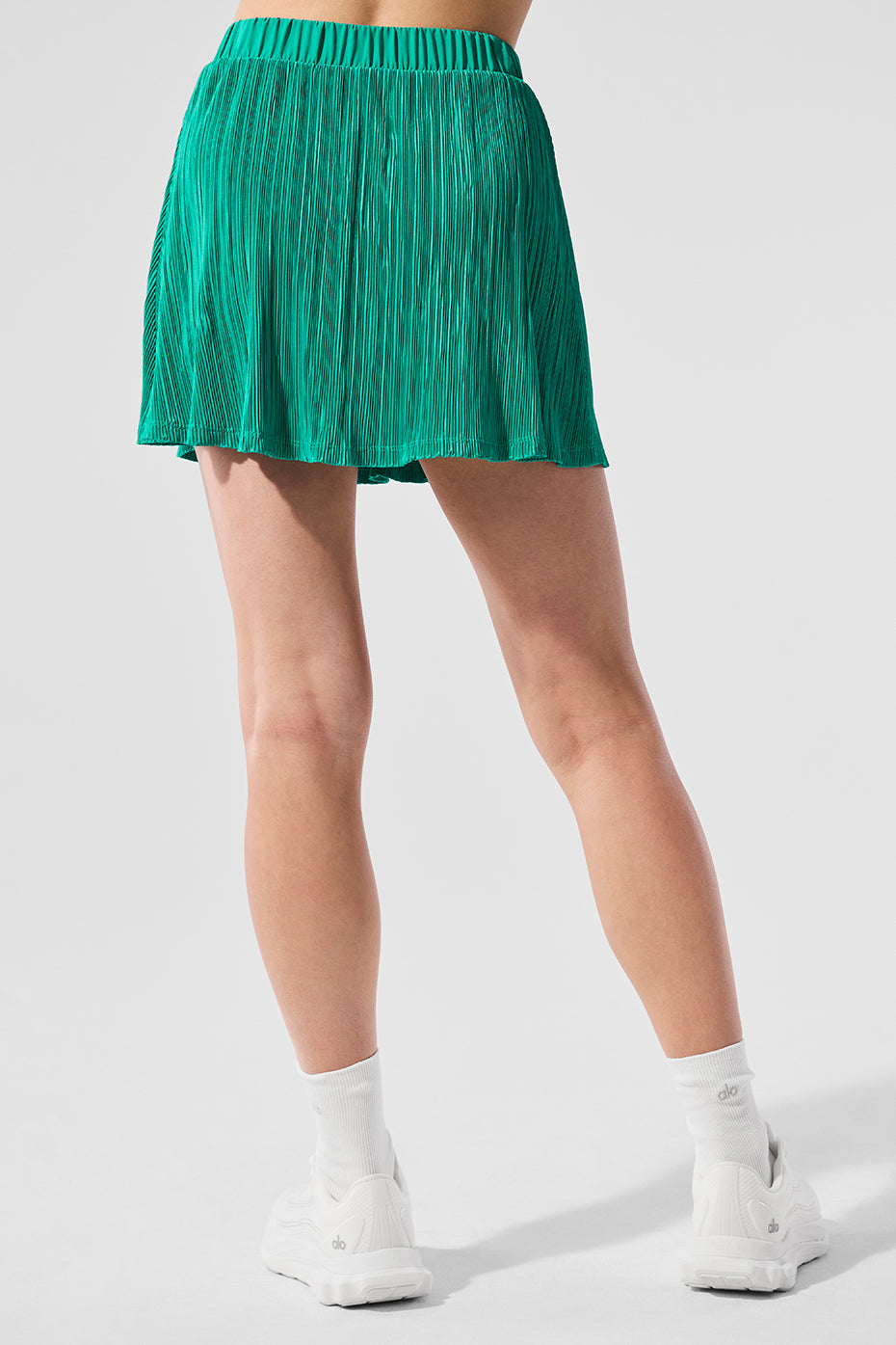 Close-up of the micro plisse texture and built-in shorts pockets.