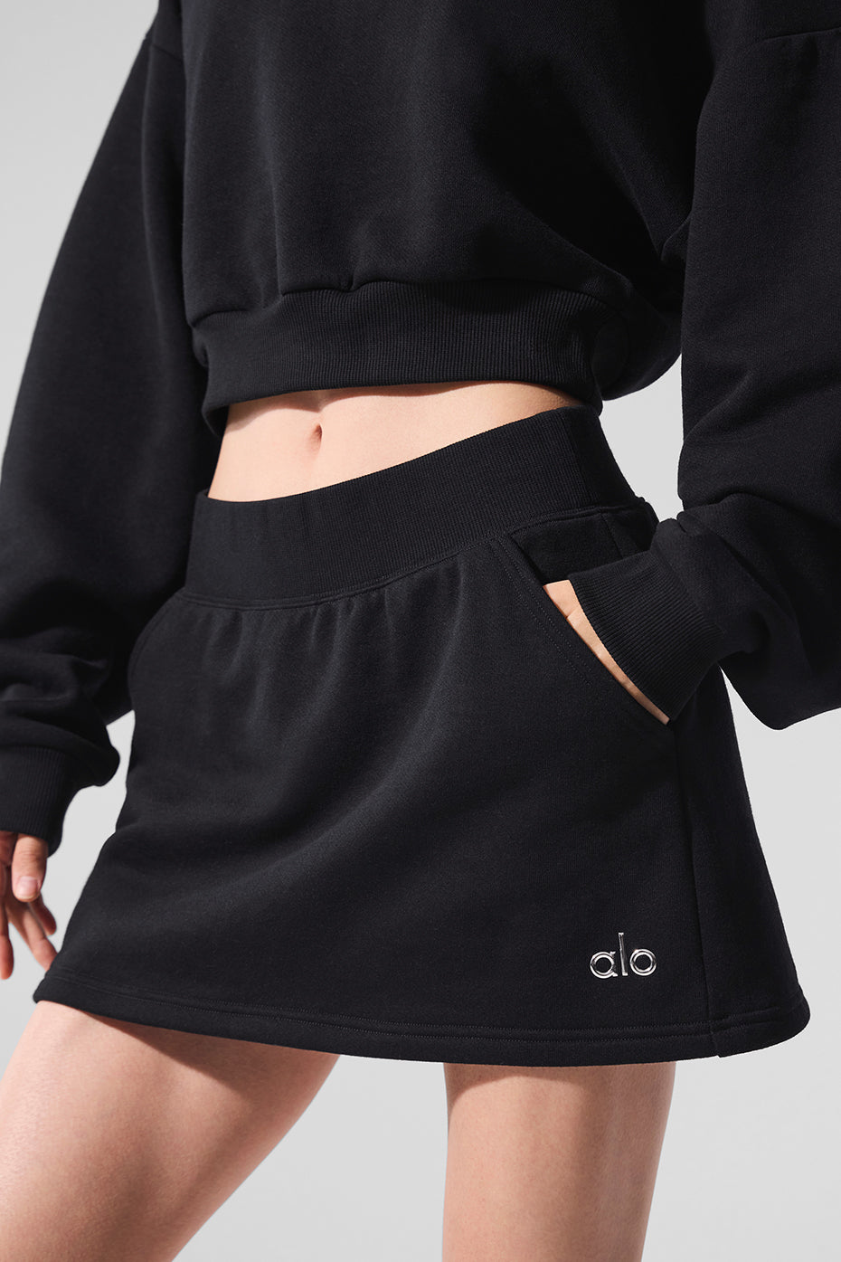 Front view of Accolade activewear skirt in black.