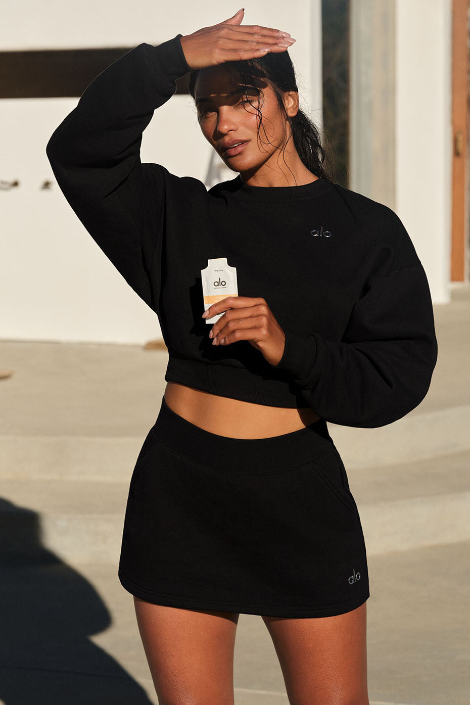 Front view of Accolade activewear skirt in black.