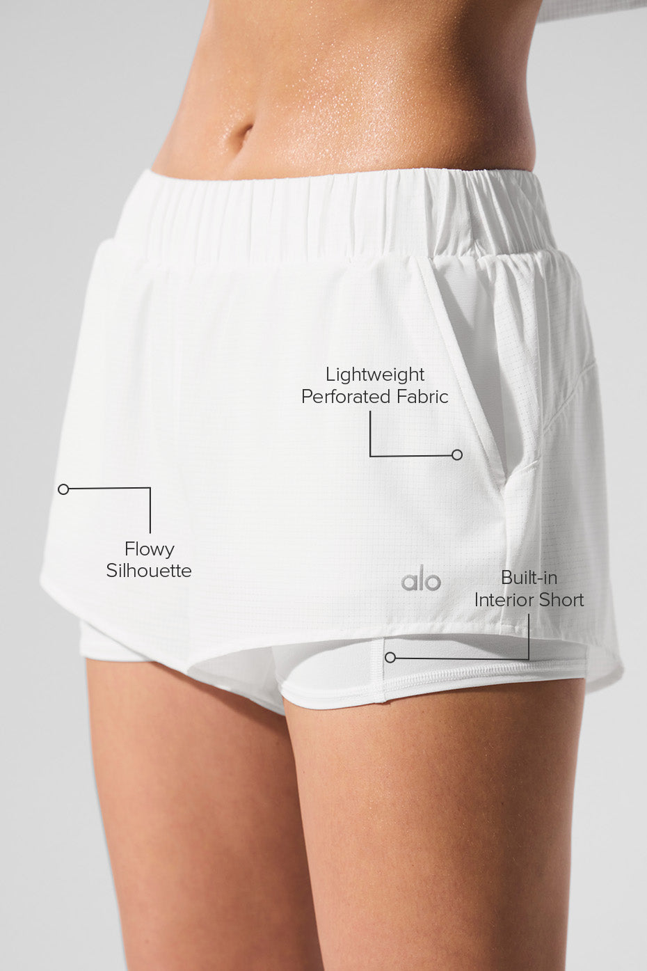 Side view showcasing the lightweight fabric of the Sport Star White Running Shorts.
