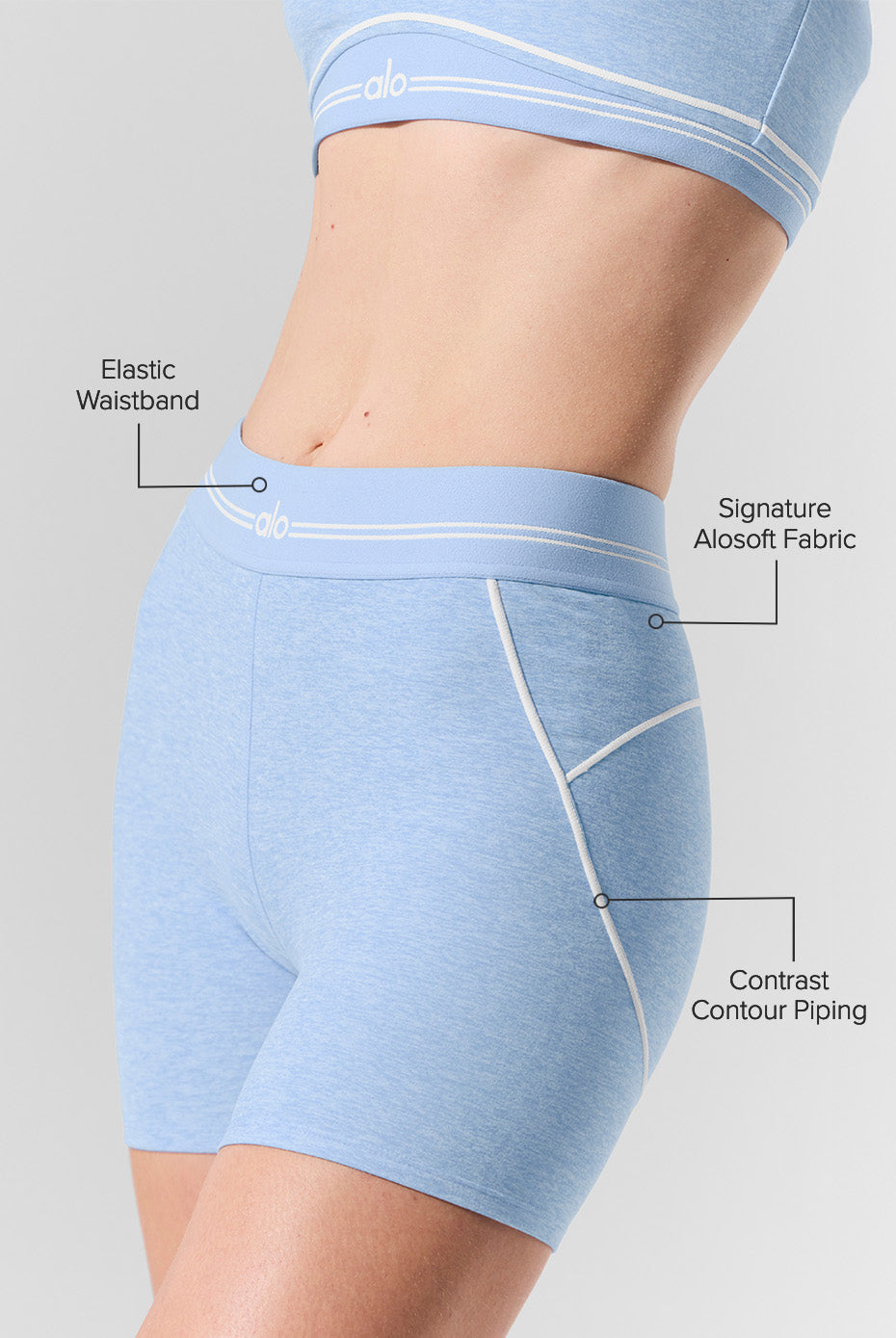 Model wearing buttery Alosoft shorts during yoga session