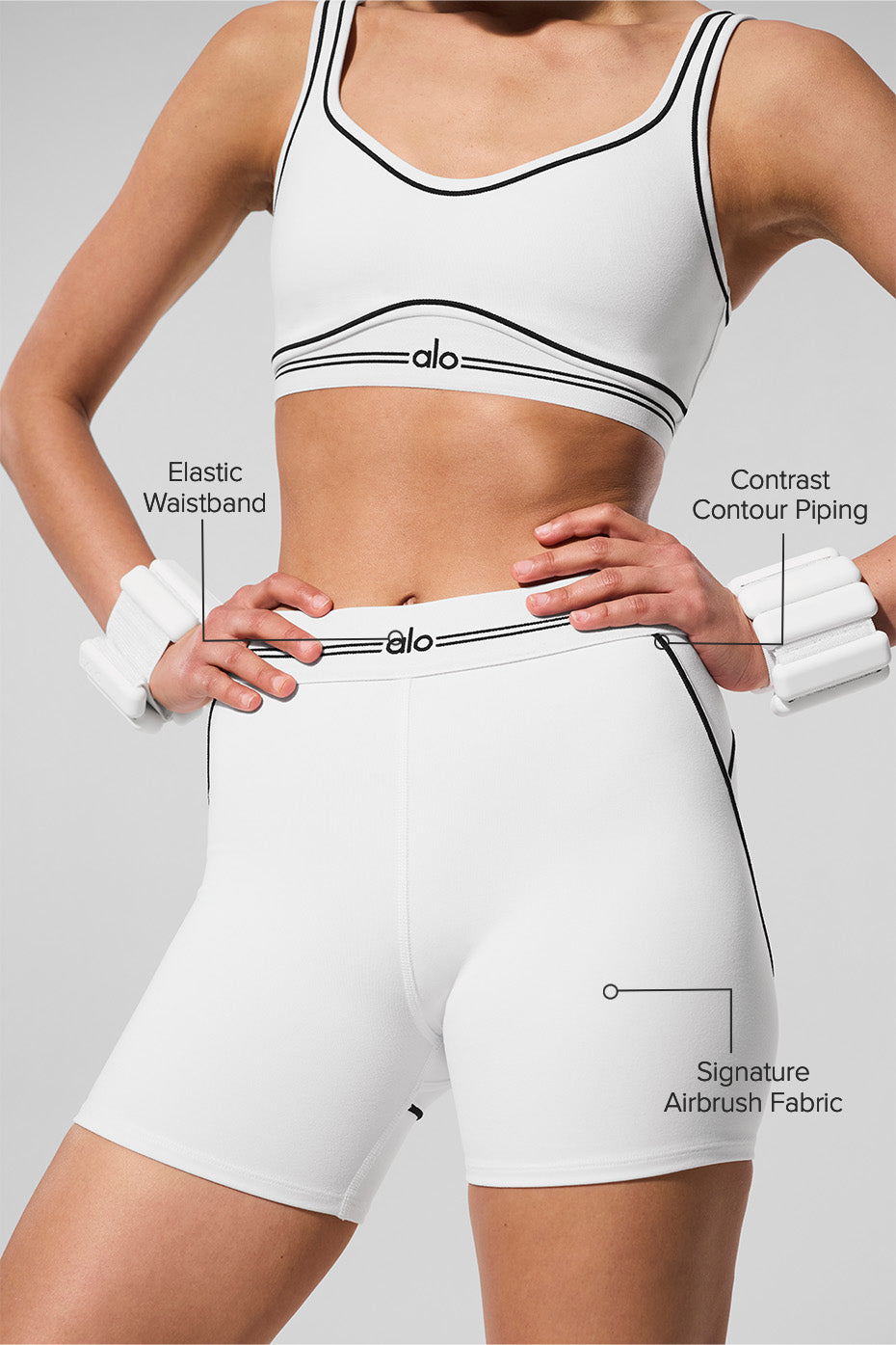 Side view showcasing the sleek design of high-waisted swim shorts.