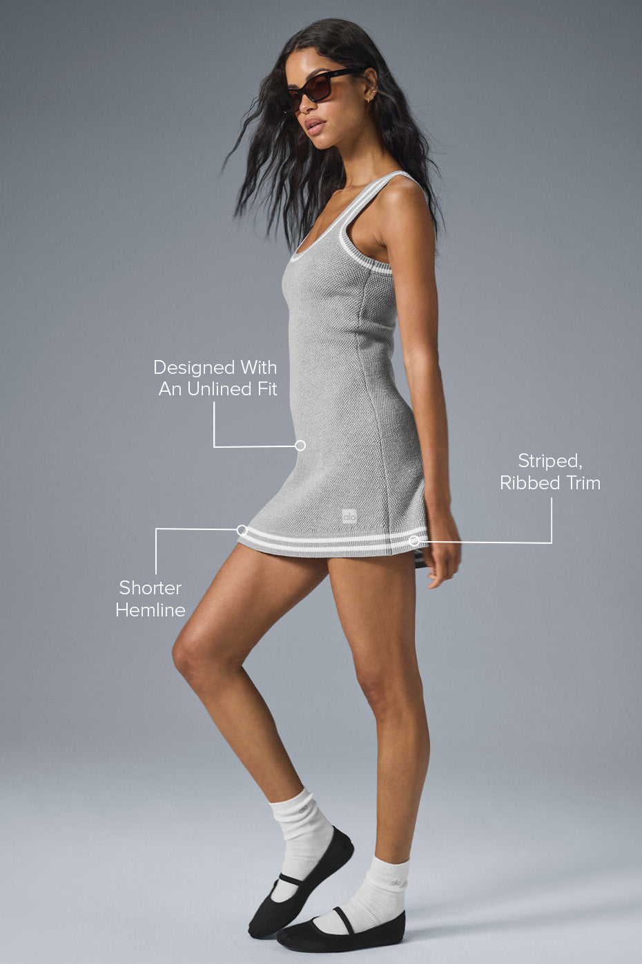 Side view showcasing the A-line skirt of the Wilson Tennis Dress