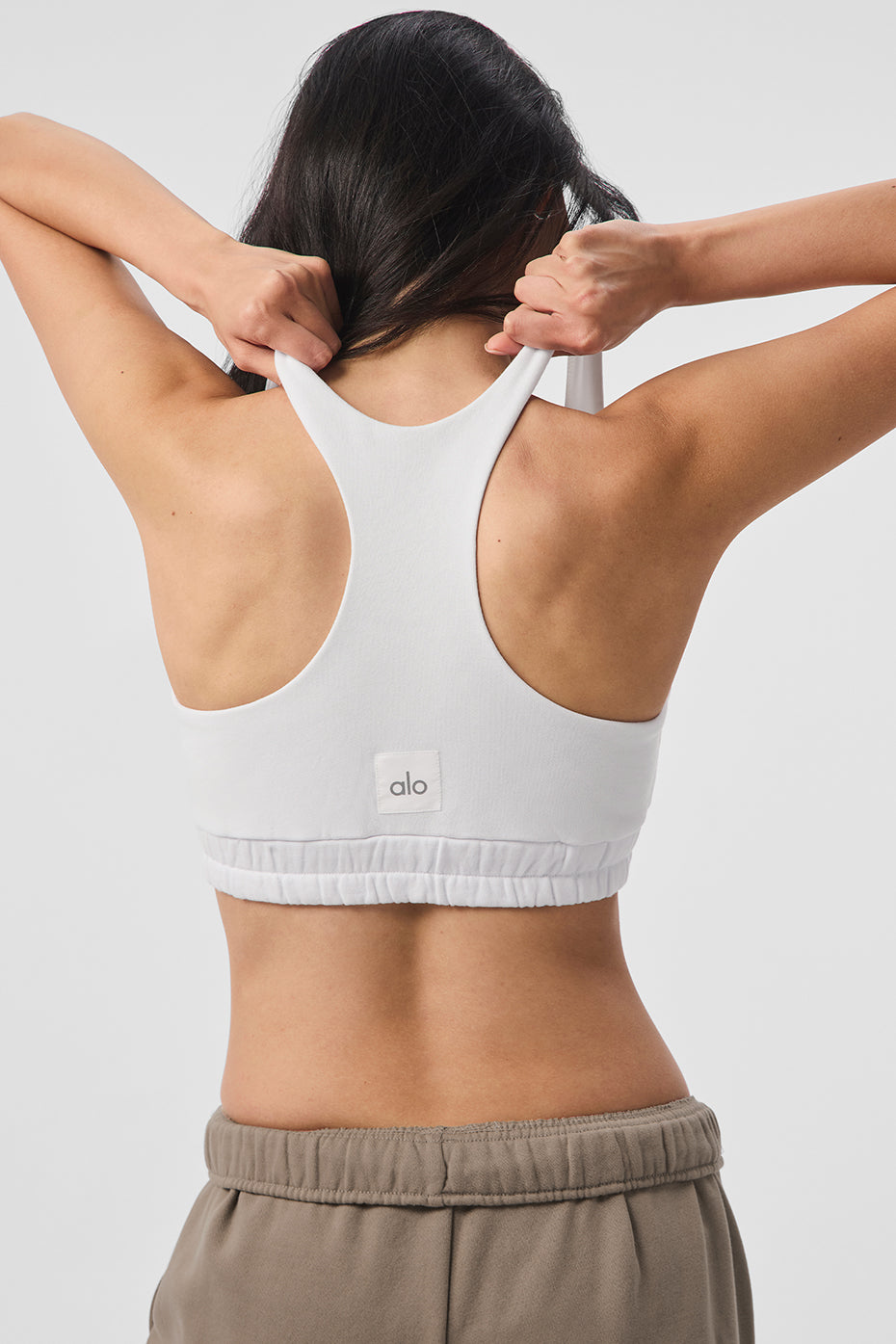 Model wearing the all-day comfortable sweatshirt bra for casual wear