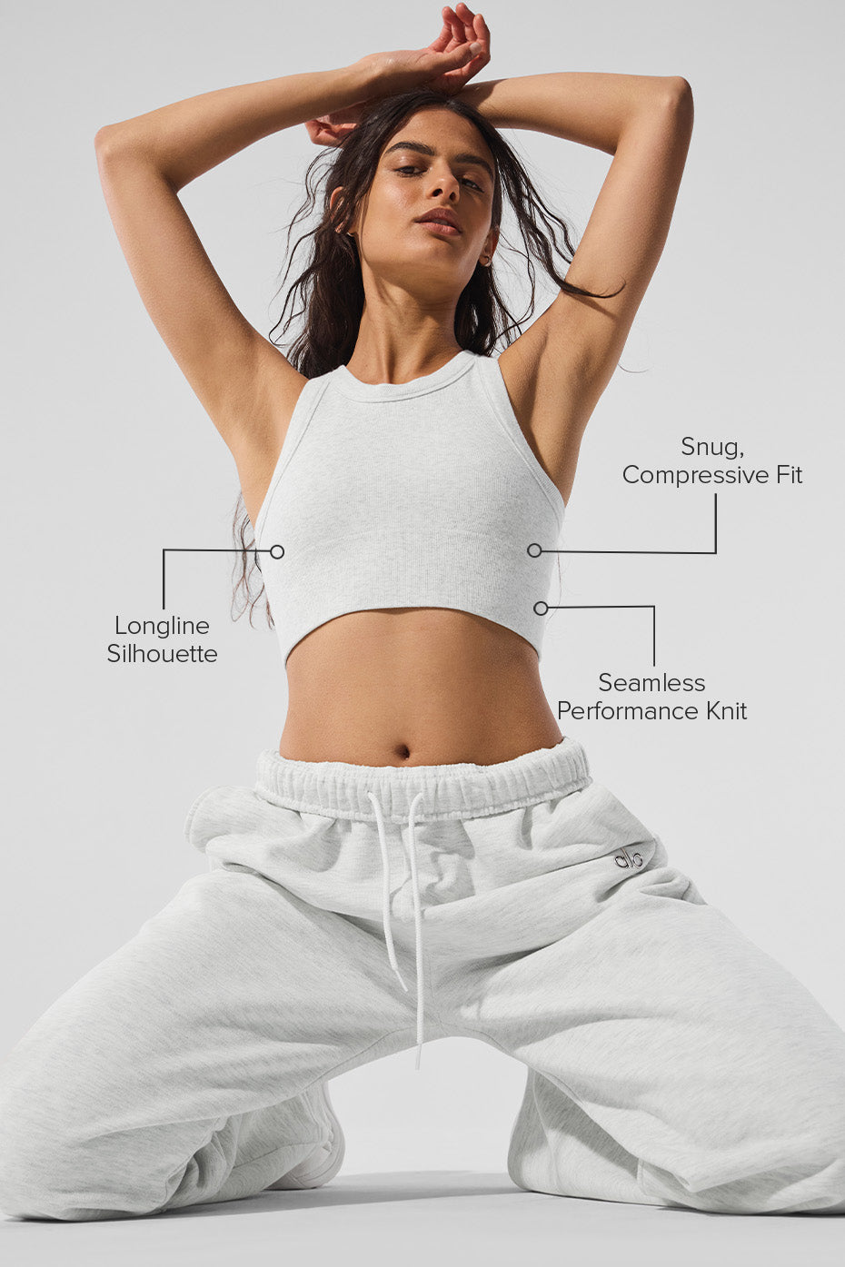Side view showcasing the smooth design and high neck of the sports bra.