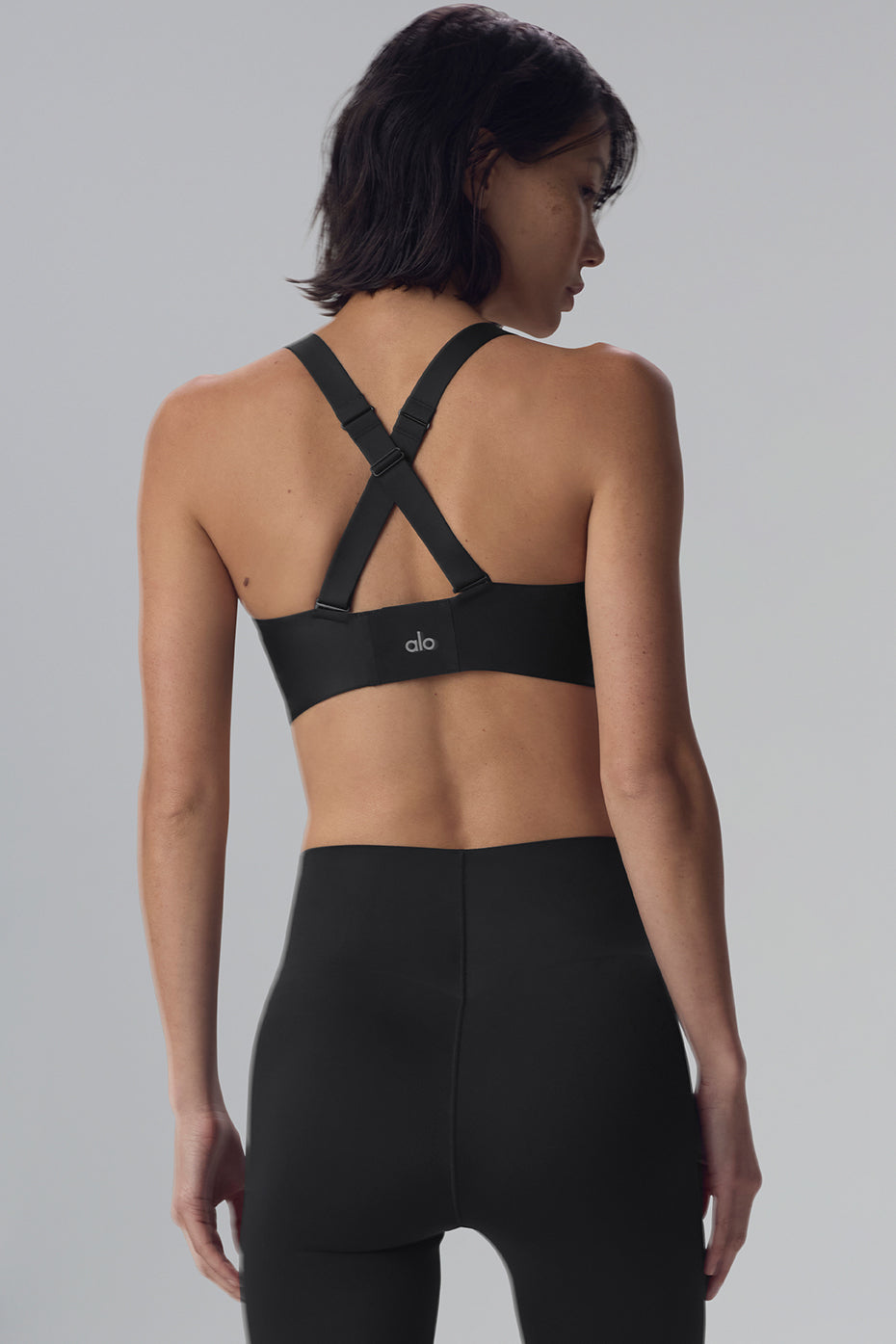Close-up of adjustable tank straps on the Airlift Strength Bra for a customizable fit