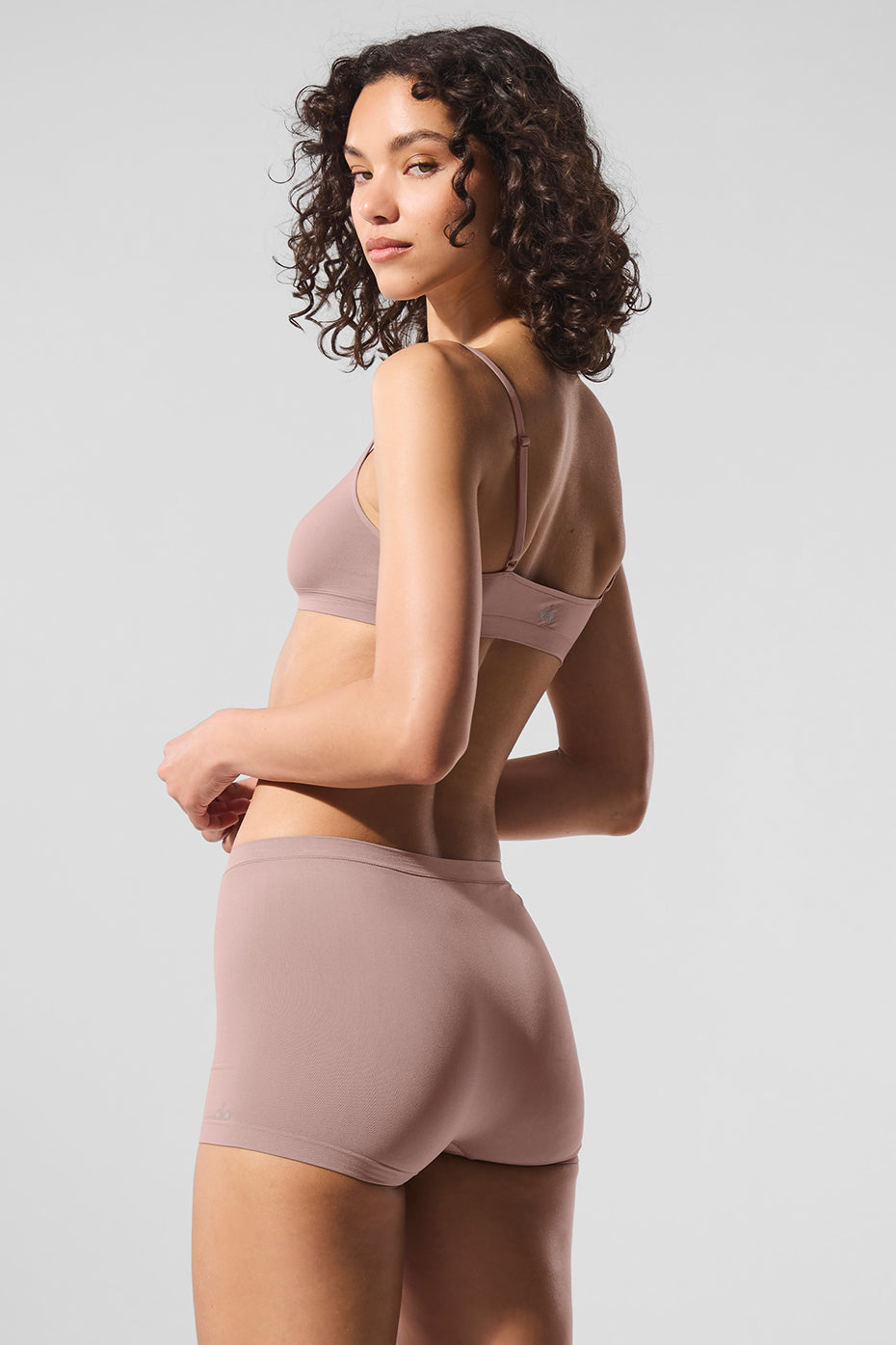 Back angle of buttery soft bralette highlighting adjustable straps and smooth silhouette.