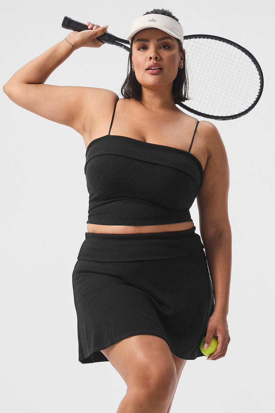 Side view of the Doubles Only tank top with built-in shelf bra, highlighting the adjustable straps.