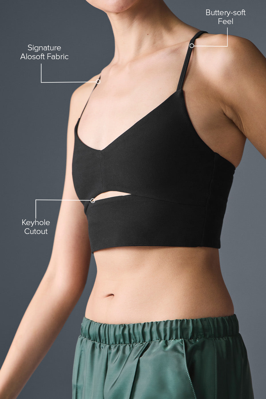 Front view of the sports bra with adjustable straps for a perfect fit